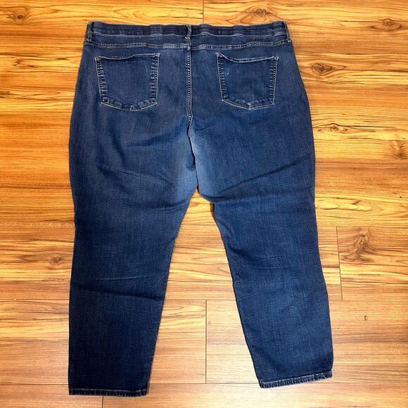 Ava & Viv Jeans Womens 26W Plus Blue Denim Dark Wash Skinny Leg Cropped Retro - Picture 2 of 9